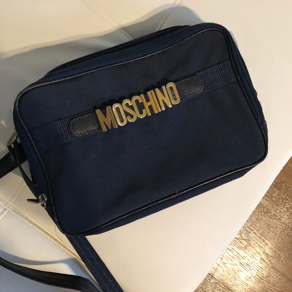NAVY AND GOLD VINTAGE MOSCHINO CROSSBODY BAG - Picture 1 of 5